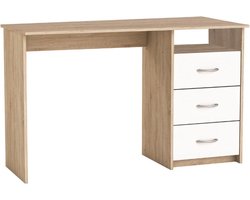 Bureau Arieke-geborstelde eik/wit - CBA - Kantoor - Wit; Bruin - Melamine; Spaanplaat - Kantoor -