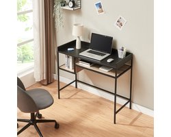 Bureau Belana 100x43x82 cm zwart en eikenkleurig [en.casa]