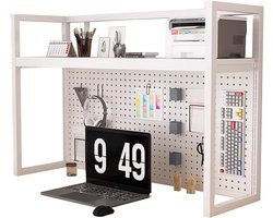 Bureau Boekenplank - Opzetkast - Werkplek Organiseren - Geperforeerde Achterwand - 90 cm - Wit
