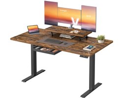 Bureau - Bureau in Hoogte Verstelbaar - Werktafel - Werkkamer - Computerbureau - Gemonteerde Displaystandaard - Kantoor - 140 x 70 x (82,5–130,5) cm (B x D x H)