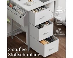 Bureau – Bureautafel – Computertafel – Hoekbureau – Werkplek – L-vormig Design – 3 Stoffen Laden & Grote Opbergzak – Fiberboard Stevige Constructie – 140 x 78 x 74 cm – Zwart