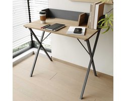 Bureau Carl 80x50x72.5cm - eikdecor/donkergrijs - Emob Exclusive - Laptoptafel - Bruin; Grijs - Metaal; Spaanplaat