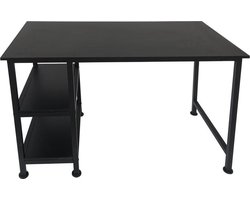 Bureau computer tafel - met opbergplanken - zwart metaal hout - 110 cm breed
