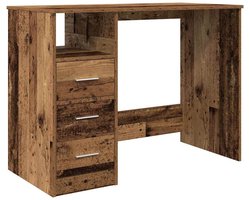 Bureau | Computerbureau | Tafel 102x76x50 cm bewerkt hout oud houtkleurig