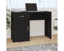 Bureau | Computerbureau | Tafel met kast en lade 100x40x73 cm bewerkt hout zwart
