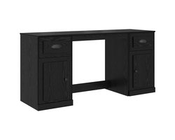 Bureau | Computerbureau | Tafel met kast Zwart Eiken 154,5 x 50 x 75 cm Bewerkt hout