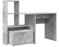 Bureau | Computerbureau | Tafel met lade Betongrijs 131,5 x 50 x 106,5 cm Bewerkt hout