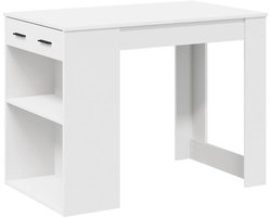 Bureau | Computerbureau | Tafel met lade en plank 102x62x77,5 cm bewerkt hout wit