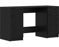 Bureau | Computerbureau | Tafel met lade Zwart eiken 133 x 50 x 75 cm Bewerkt hout