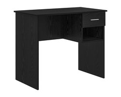 Bureau | Computerbureau | Tafel met lade Zwart eiken 90 x 49.5 x 75 cm Bewerkt hout