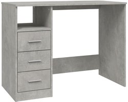Bureau | Computerbureau | Tafel met lades 102x50x76 cm bewerkt hout betongrijs