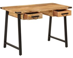 Bureau | Computerbureau | Tafel met lades 105x55x70 cm massief mangohout en ijzer