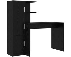 Bureau | Computerbureau | Tafel met opbergruimte 2 st Zwart eiken 102 x 50 x 124 cm
