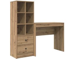 Bureau | Computerbureau | Tafel met opbergruimte met lade 2 st artisanaal eikenkleurig