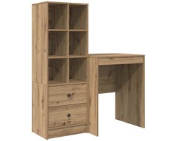 Bureau | Computerbureau | Tafel met opbergruimte met lade 2 st artisanaal eikenkleurig