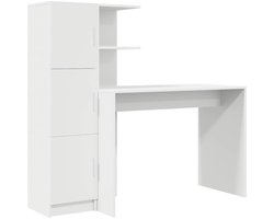 Bureau | Computerbureau | Tafel met opbergruimte met plank 2 st Wit 102 x 50 x 124 cm