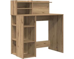 Bureau | Computerbureau | Tafel met opbergruimte met plank artisanaal eikenkleurig