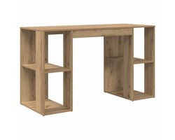Bureau | Computerbureau | Tafel met Opslag artisanaal eikenkleurig 130 x 50,5 x 75 cm
