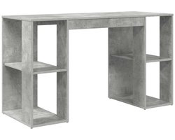 Bureau | Computerbureau | Tafel met Opslag Betongrijs 130 x 50,5 x 75 cm Bewerkt hout
