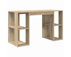 Bureau | Computerbureau | Tafel met Opslag Sonoma eiken 130 x 50,5 x 75 cm Bewerkt hout