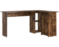Bureau | Computerbureau | Tafel met plank Gerookt eiken 142 x 102 x 73 cm Bewerkt hout