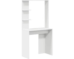 Bureau | Computerbureau | Tafel met plank Wit 78.5 x 37 x 154.5 cm Bewerkt hout