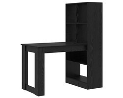Bureau | Computerbureau | Tafel met plank Zwart eiken 122 x 67 x 145 cm Bewerkt hout