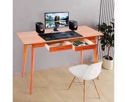 Bureau – Computerbureau – Werktafel – Studietafel – Thuiswerkplek – Walnoot Kleur – 120x55 cm – 2 Lades – Stevig Rubberhout – Stille Schuiflades