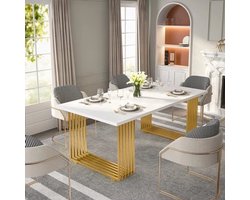 Bureau - Computertafel - Bureautafel - Game Bureau - 70.9" - Moderne Houten Gaming Gureau - met Gouden Metalen Poten – Stijlvolle Werkplek & Kleine Vergadertafel