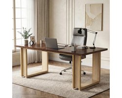 Bureau – Computertafel – Bureautafel – Werktafel – Computerbureau – Houten Blad – Stevig Metalen Frame – 160 x 80 cm – Met Grote Plank