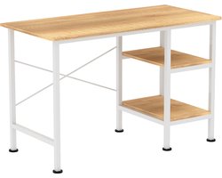 Bureau - computertafel - computerbureau - met opbergplanken - 110 cm breed - wit bruin