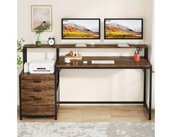 Bureau – Computertafel – Hoekbureau – Schrijftafel – Werktafel – L-Vormig Hoekbureau – Vintage Bruin – Ergonomisch Ontwerp – Stevig Gelamineerd Spaanplaat