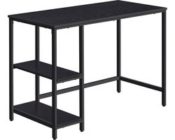 Bureau - computertafel - Kantoortafel met 2 planken aan de rechter- of linkerkant -industrieel - zwart
