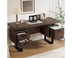 Bureau Computertafel Werkbureau - Met Laden En Dossierhouder Industrieel Bruin