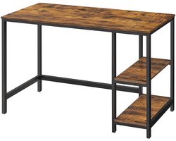 Bureau Computertafel Werktafel Schrijftafel 60x120x75cm Met Links of Rechts Plaatsbare Opbergplank Stevig Metalen Frame Modern Minimalistisch Ontwerp Geschikt voor Kantoor Woonkamer Keuken Studie Bruin+Zwart