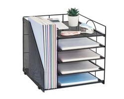 Bureau Documenten rek - Papier organizer met Verticale Map Houder - zwart