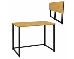 Bureau - eiken/zwart - MDF en metaal - 80 x 40 x 74 cm - opvouwbaar