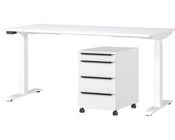 Bureau en ladekast Hermoso | 217x80x72-118cm | elektrisch verstelbaar | Wit - Germania - Bureau - Wit - MDF