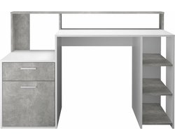 Bureau Eros Beton - Wit - 138,5x53,5cm - Met opbergruimte - Hoogte 91.6 cm - Met lades