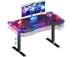 Bureau - Gaming Bureau - In Hoogte Verstelbaar - Elektrisch - Zit Sta Bureau - LED Verlichting - 120 cm