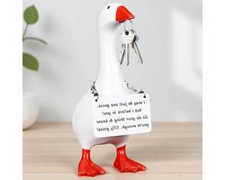 Bureau Gans Decoratie - Grappig Figuur - Werkplek Opvrolijken - Met Notitiebordje - 18 cm - Wit