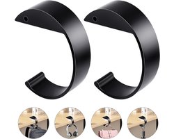 Bureau haak - 2 stuks - Tassenhanger - Headset Hanger - Tashanger voor tafels - Bureau beugel - Draagbare Tassenhaak - Tas haakje - Haakjes - Ophanghaken - Ophanghaakjes - Handdoekhaakje - Bureau ophanghaakje - Tashaak aan bureau - Metaal - Zwart