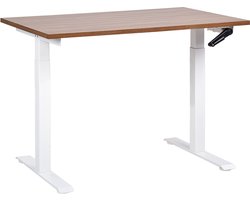 Bureau handmatig verstelbaar donkerbruin/wit 120 x 72 cm DESTINES