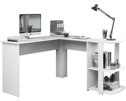 Bureau - Hoekbureau - Hoekbureau met opbergruimte - Hoek bureau - - 140 x 140x 75 cm (B x D x H)-game bureau -hoekbureau gaming - wit