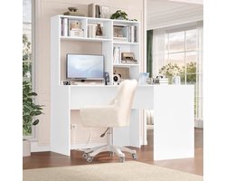 Bureau Hoekbureau - Wit L-vormig - 124,7x107,8x152,5 cm - Kantoor Meubel - Computer Tafel