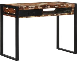 Bureau Hout - Werktafel Bureau - Thuiswerken Organiseren - Gerecycled Hout - 100x50x75cm - Multicolor