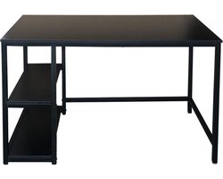Bureau industrieel Stoer - computertafel - met opbergplanken - zwart
