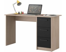 Bureau Infino met 3 lades - eik/zwart - Parisot - Bureau - Zwart - Spaanplaat