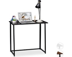 bureau inklapbaar - ruimtebesparend - 74,5 x 80 x 45 cm - metalen frame - zwart
