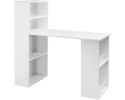 Bureau - Kantoor bureau - Incl. opslag - Wit - Dennenhout - 122x120x55cm - Voor studie en computer